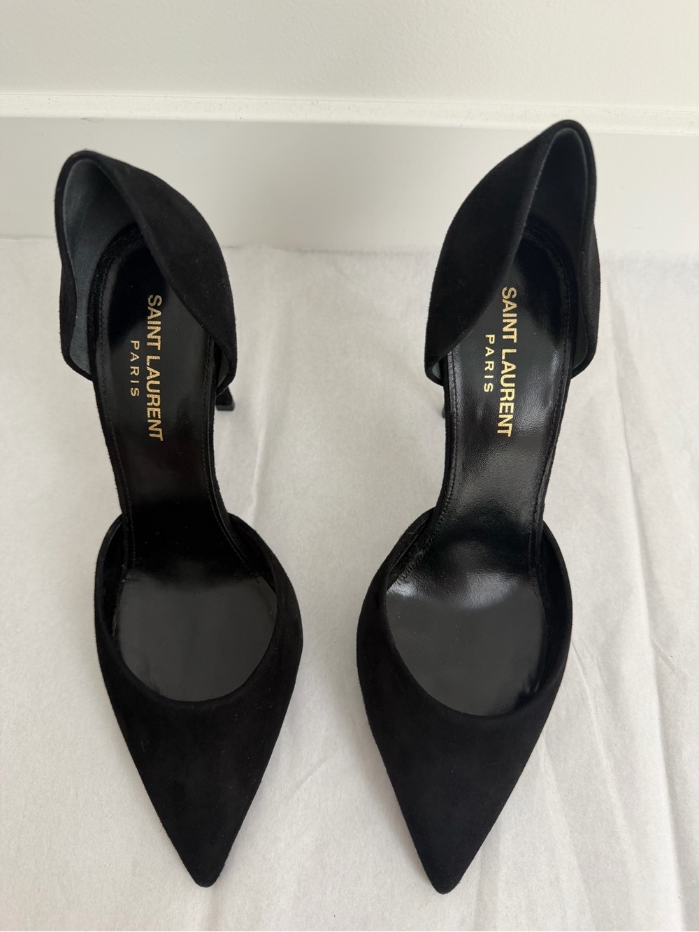 Saint Laurent Paris Black Suede D’Orsay Pointed-Toe Pumps Size 38 - Picture 2 of 4